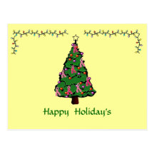 Pink Ribbon Xmas Postcard