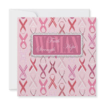 Pink Ribbons Invitation Square