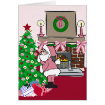 pink ribbons santa cards