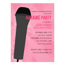 Pink Rock Out Karaoke Birthday Party Personalized Invitations