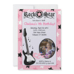 Pink Rock Star Guitar *PHOTO* Birthday 5x7 invitations