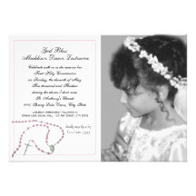 Pink Rosary Communion Photo Personalized Announcement