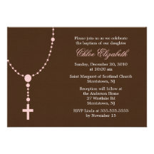Pink Rosary Invitations