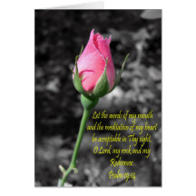 Pink Rose 4 Psalm 19:14 Greeting Cards