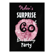 Pink Rose 60th SURPRISE Birthday Party W1305 Custom Announcement