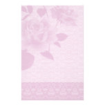 Pink Rose and Lace Paper Stationery stationery