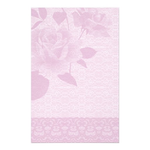 Pink Rose and Lace Paper Stationery
