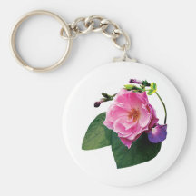 Pink Rose and Purple Morning Glories Keychains