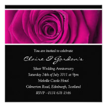 Pink Rose Anniversary Party Invitation