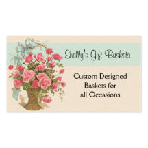 Pink Rose Basket All Purpose Business Card