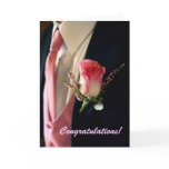 Pink rose black tuxedo tux, Congratulations! Greeting Cards