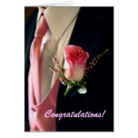 Pink rose black tuxedo tux, Congratulations! Greeting Cards