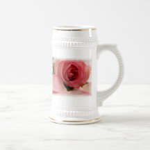 Pink Rose Blossom Beer Stein Coffee Mug