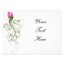 Pink Rose Bud Flat Card Announcement