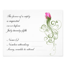 Pink Rose Bud Flourish RSVP Card Personalized Announcements