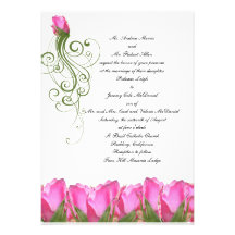 Pink Rose Bud Invitation