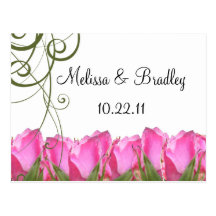 Pink Rose Bud RSVP Card Postcard