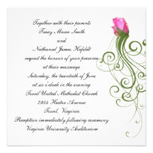Pink Rose Bud Wedding Invitation