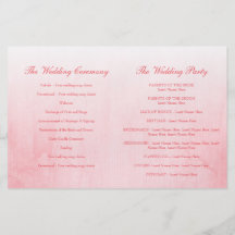 Pink rose bud wedding programme personalized flyer