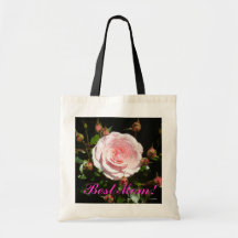 Pink Rose Buds "Best Mom" Canvas Bags