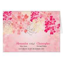 Pink Rose Champagne Retro Wedding Place Greeting Card