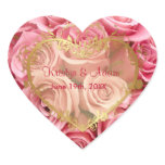 Pink Rose Elegance - Gold Heart Sticker