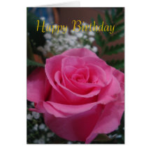 Pink Rose Happy Birthday Greeting Cards