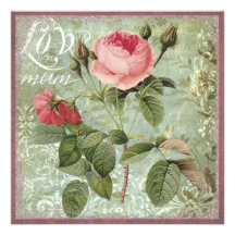 Pink rose mother's day card announcement