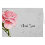 Pink Rose on Gray Thank You Card cards