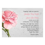 Pink Rose on Gray Wedding Invitations invitations