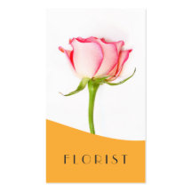 Pink rose on white business card