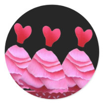 Pink Rose Petal Bridesmaid Dresses - Heart Bodices Sticker