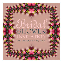 Pink Rose Romance Bridal Shower Invitation