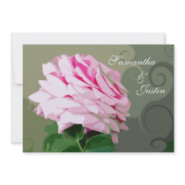 Pink Rose Swirls Wedding Brunch Invitation