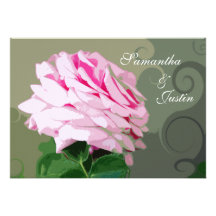 Pink Rose Swirls Wedding Brunch Invitation