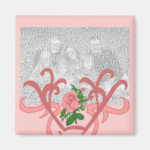 Pink rose template magnet