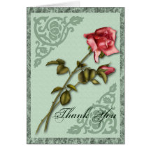 Pink Rose Thank You Card