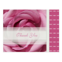 Pink Rose Thank You Postcard