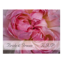 Pink Rose Wedding RSVP Personalized Invitation
