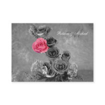Pink Rose with Black and White Background RSVP Business Card