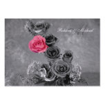 Pink Rose with Black and White Background RSVP Business Card