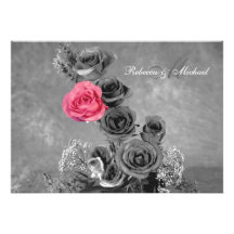 Pink Rose wth Monogram Custom Invites