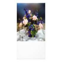 Pink Roses and Purple Delphinium Photo Greeting Card