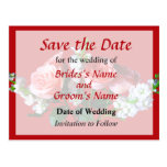Pink Roses and Snapdragons Save the Date Post Cards