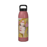 pink roses fairy portrait Water Bottle water bottles