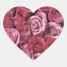 Pink Roses Heart Wedding Sticker