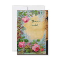 PINK ROSES & JASMINES Parchment Rsvp Announcement
