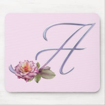 Pink Roses Monogram A Mouse Mats