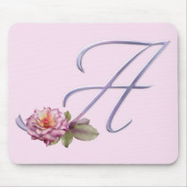 Pink Roses Monogram A Mouse Mats