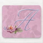 Pink Roses Monogram A Mousepads